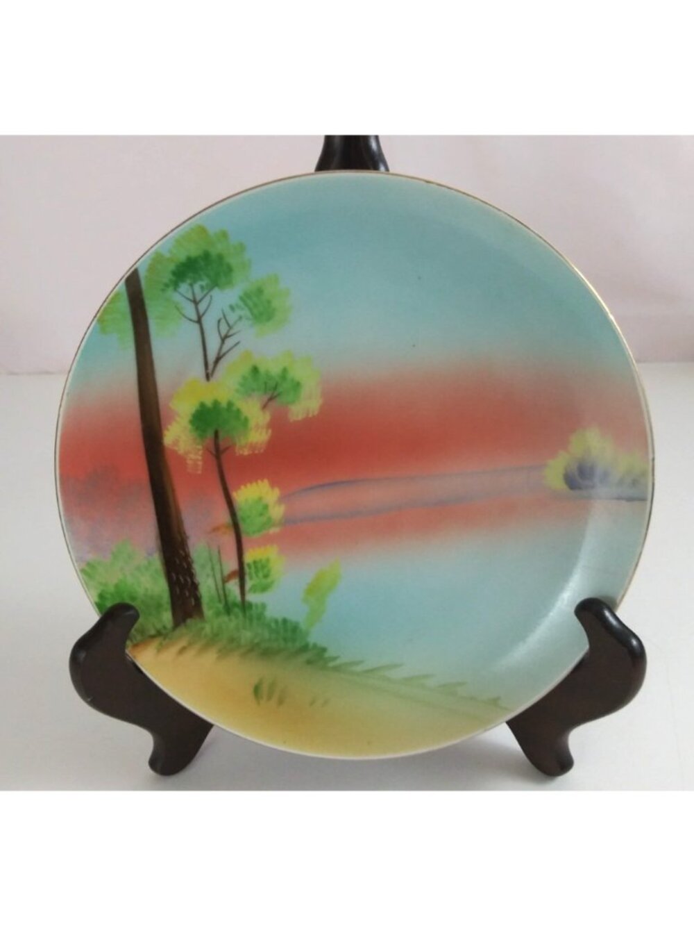 Meito China Hand Painted Beautiful Scenic 7.75" Decorative Plate Japan